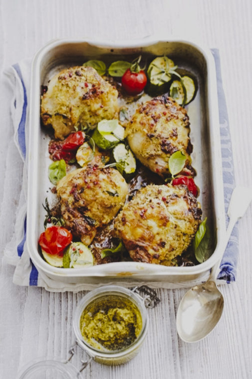 Chicken with Cream Cheese, Pesto, Vine Tomatoes & Breadcrumbs on Rachel Wells Food